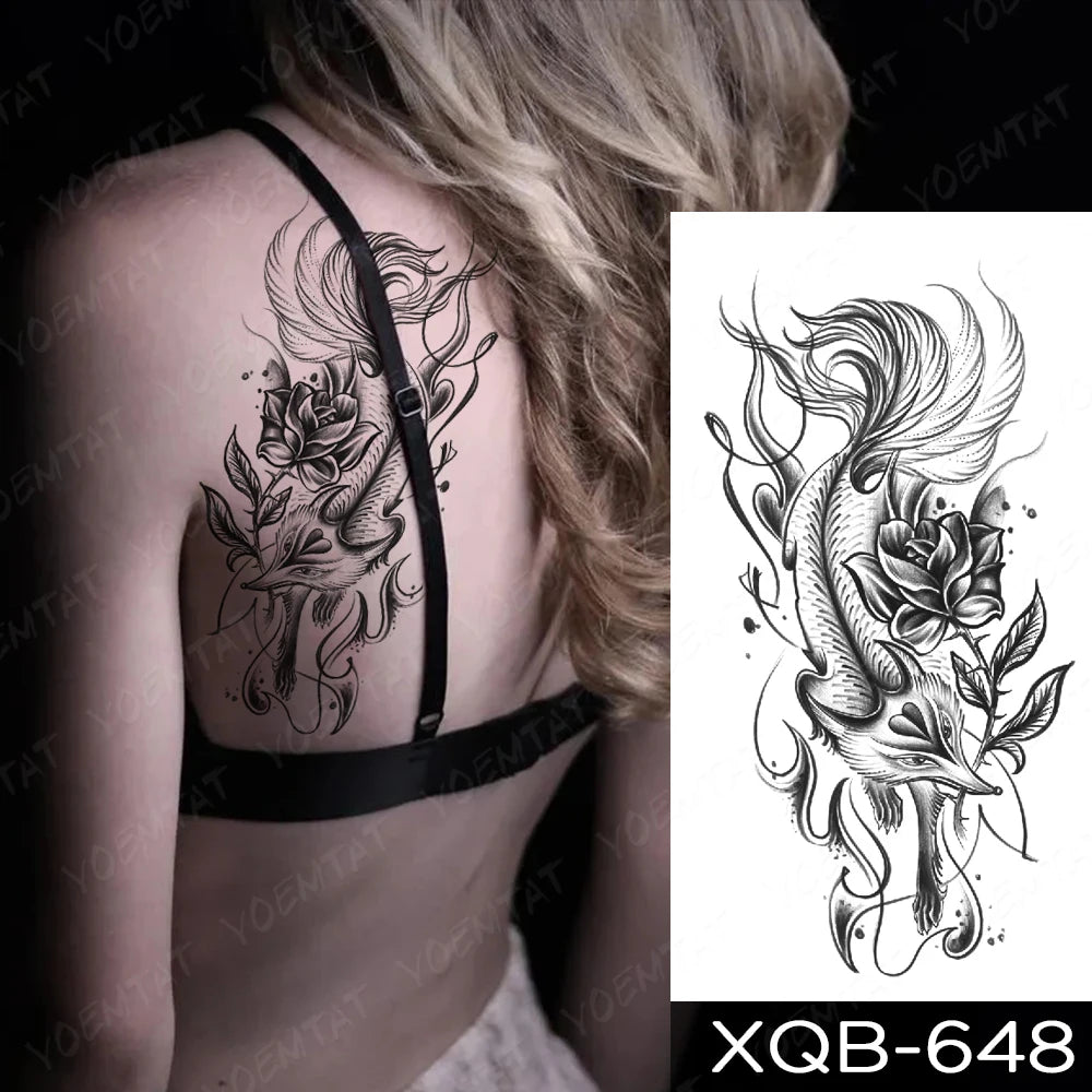 Waterproof Temporary Tattoo Sticker Butterfly Flower Totem Flash Tatto Y2k Style Body Art Arm Leg Waist Fake Tatoo Men Women