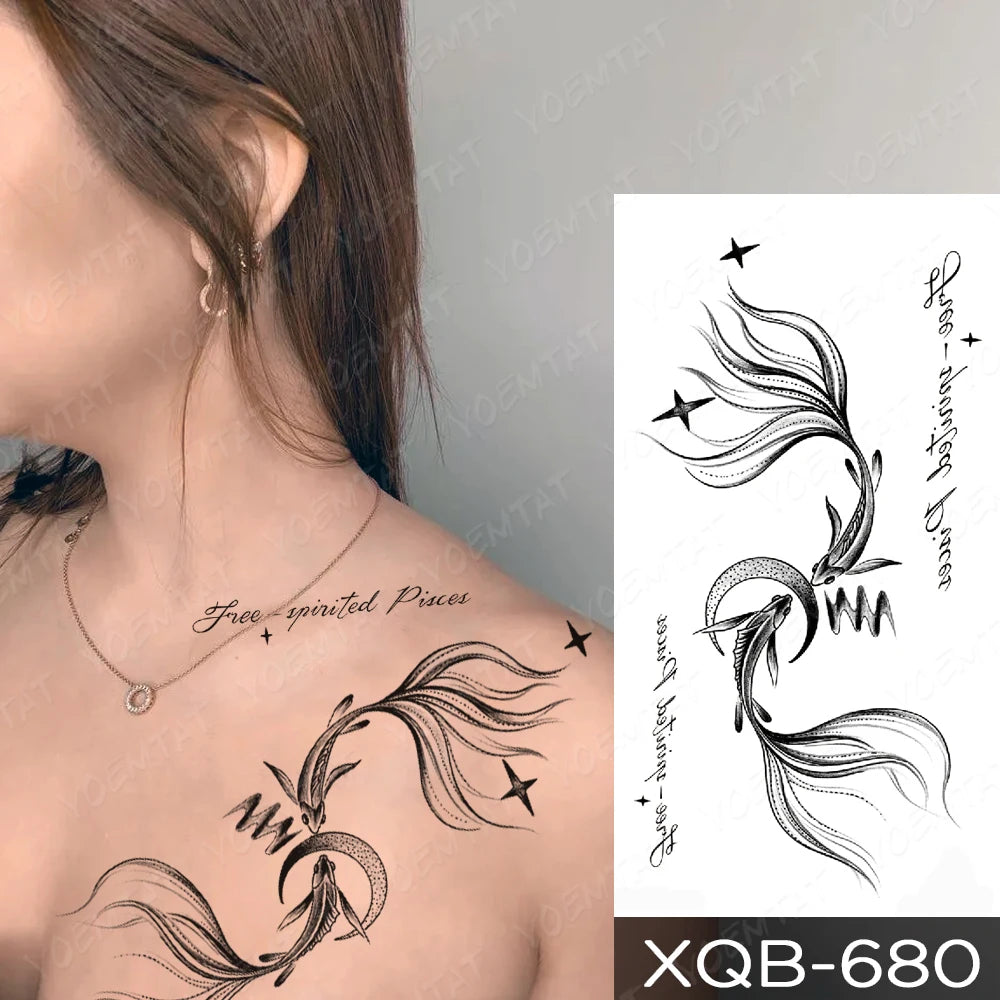Waterproof Temporary Tattoo Sticker Butterfly Flower Totem Flash Tatto Y2k Style Body Art Arm Leg Waist Fake Tatoo Men Women