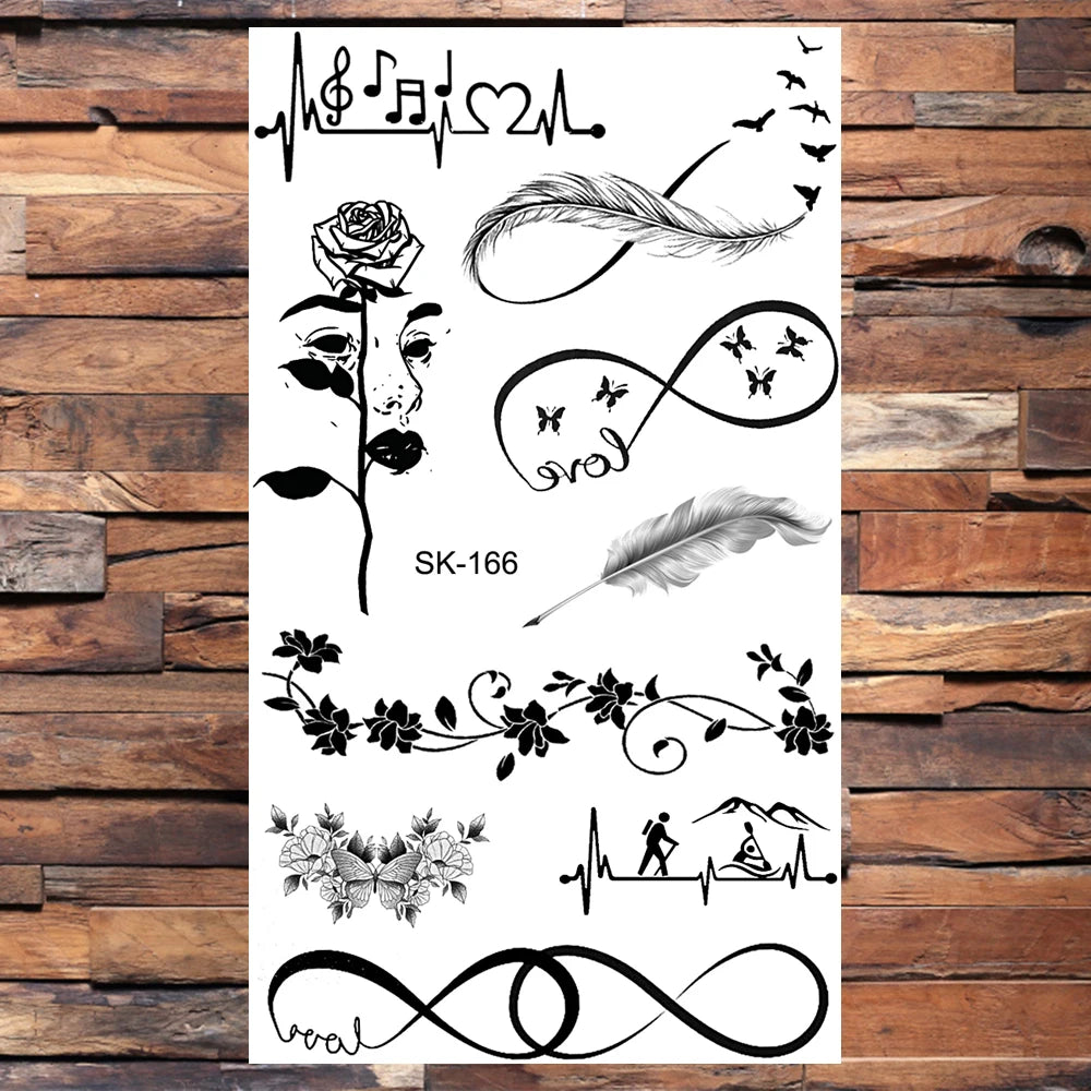 AQ-066 Women Sexy Finger Wrist Flash Fake Tattoo Liberty Small swallow Birds Flying Design Waterproof Temporary Tattoos Stickers