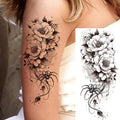 1 Sheet Snake With Rose Flowers Temporary Tattoos For Women Girls Waterproof Realistic Fake Tattoos Long Lasting Arm Leg Sticker