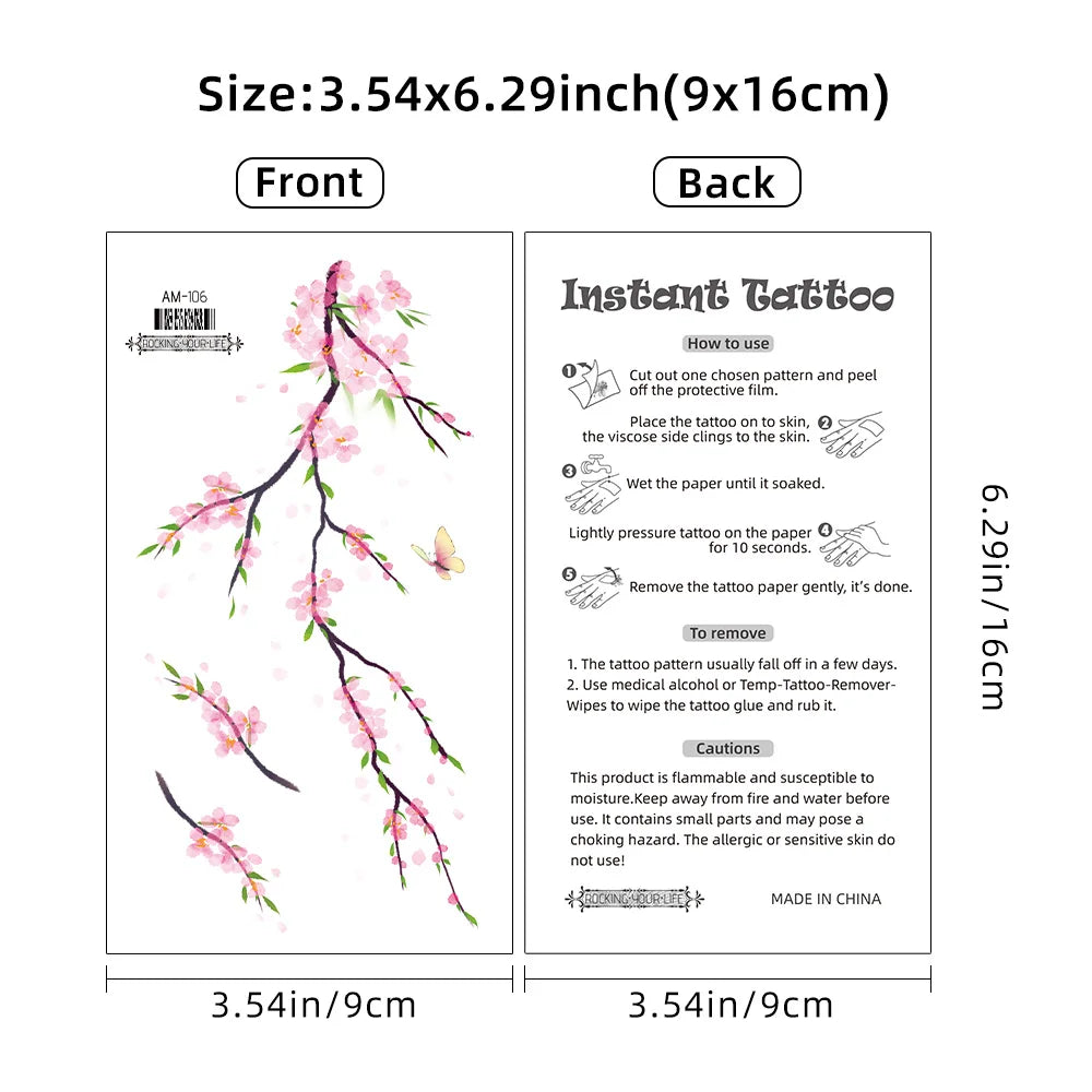 6Sheets  Latest Realistic Colorful Temporary Tattoos Body Art Flower Shoulder Neck Hands Arm Temporary Tattoos for Women Girls