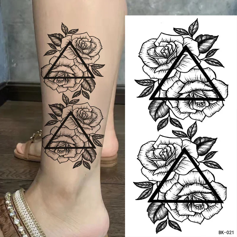 Temporary Rose Flower Skin Tattoo Stickers Removable Blossom Flase Tattoos for Apart Arm and Shoulder Neck Back Flower Tattoos