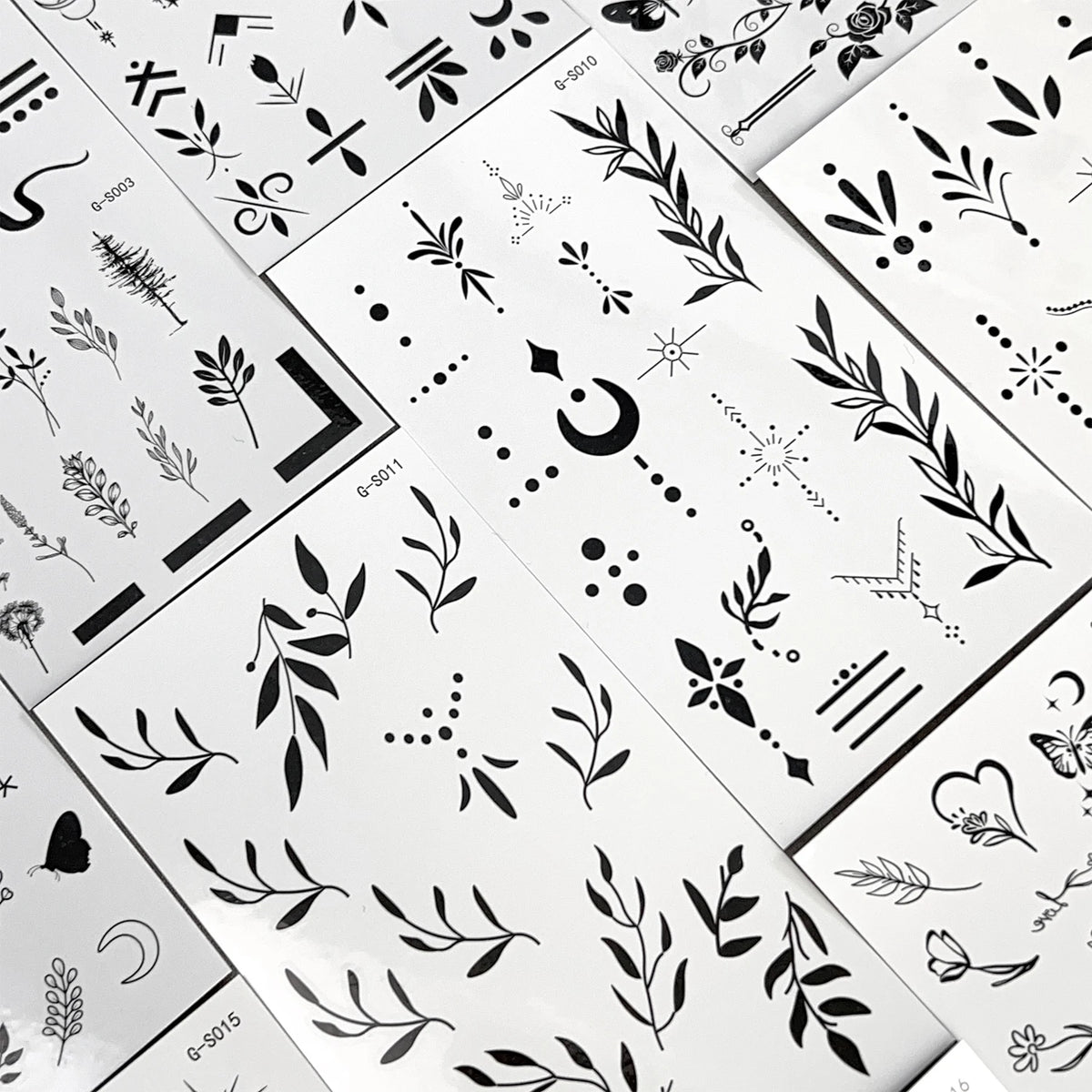 20PCS INS Finger Tattoo Stickers Men Women Realistic Black Series Finger Tattoo Stickers Butterfly Leaf Stars Temporary Tattoos