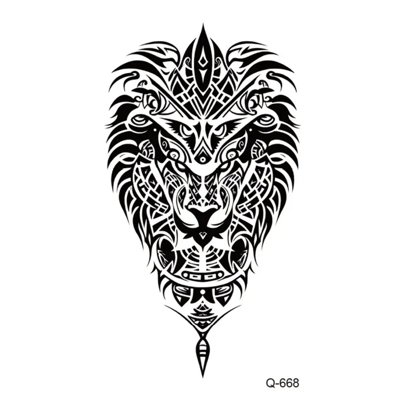 Small Animal Wolf Lion Scorpion Men Waterproof Temporary Tattoo Sticker Wing Sword Helmet Body Art Wrist Neck Fake Mini Tatoo