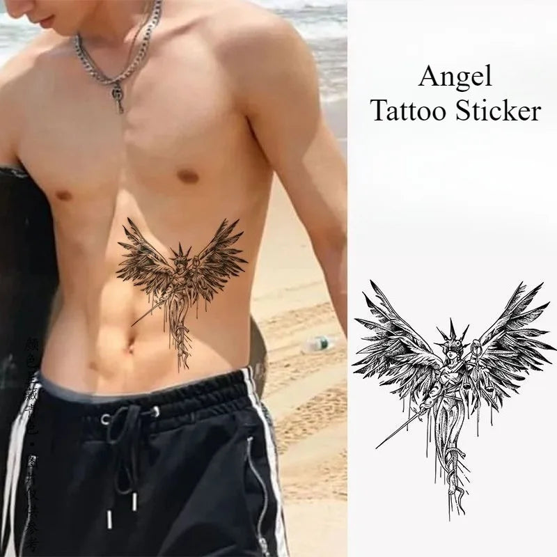 Herbal Angel Temporary Tattoos for Woman Man American Style Art Tattoo Sticker Semi Permanent Fake Tattoo Realistic Cover Scar