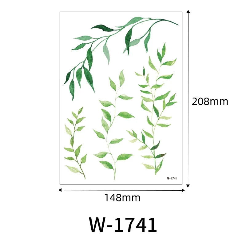 1 Sheet Flower Leaf Temporary Tattoos for Women Floral Hand Tattoo Body Art Fake Tattoo Waterproof