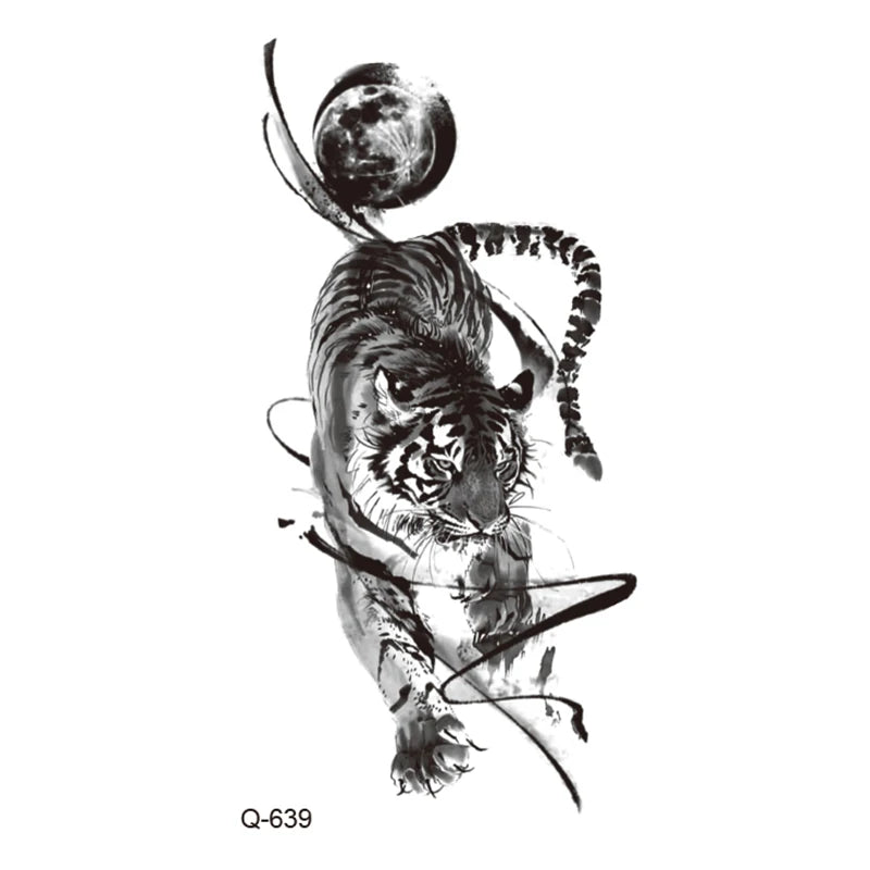 Small Animal Wolf Lion Scorpion Men Waterproof Temporary Tattoo Sticker Wing Sword Helmet Body Art Wrist Neck Fake Mini Tatoo