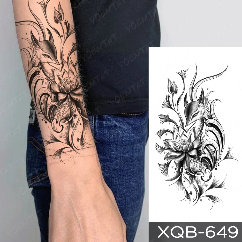 Waterproof Temporary Tattoo Sticker Butterfly Flower Totem Flash Tatto Y2k Style Body Art Arm Leg Waist Fake Tatoo Men Women
