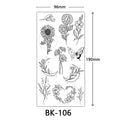 Black Large Flower False Tattoo Sticker For Women Rose Peony Temporary DIY Water Transfer Tattoos Girls Hand Back Body Art