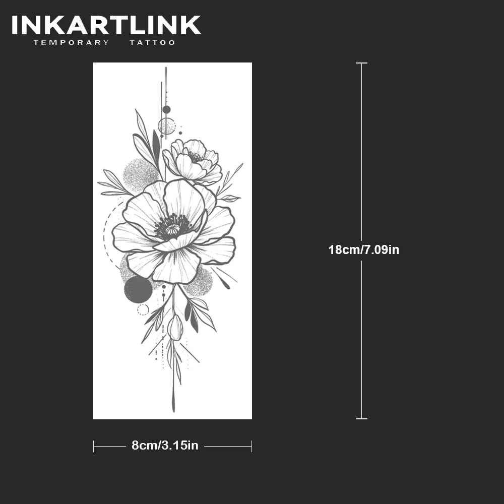 INKARTLINK Realistic Flower Geometry Totem Tattoo Stickers Waterproof Temporary Tattoo Color Holding for 1-2 Weeks