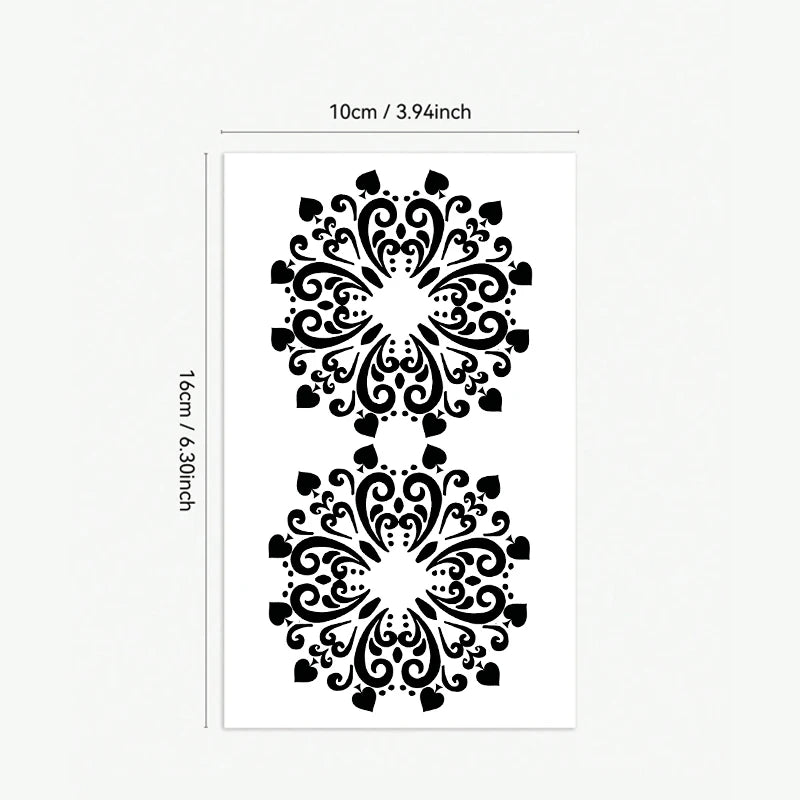 1-Pack Sexy Symmetrical Black Heart Chest Tattoo Sticker Temporary Bikini Cover-Up Bohemian Decorative Decal Scar Concealer