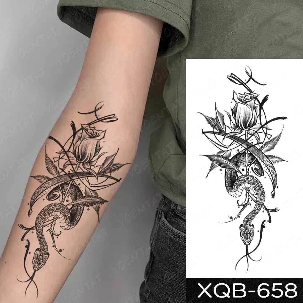 Waterproof Temporary Tattoo Sticker Butterfly Flower Totem Flash Tatto Y2k Style Body Art Arm Leg Waist Fake Tatoo Men Women