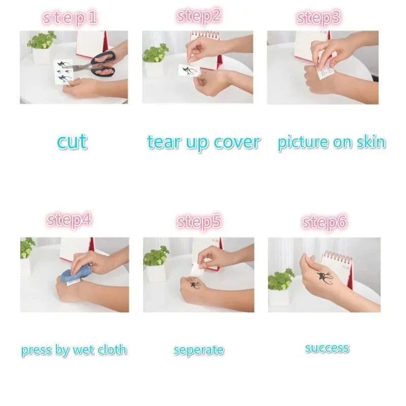 1 Sheet Peach Blossom Flower Tattoo Sticker Waterproof Lasting Temporary Tattoo