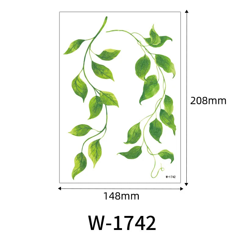 1 Sheet Flower Leaf Temporary Tattoos for Women Floral Hand Tattoo Body Art Fake Tattoo Waterproof