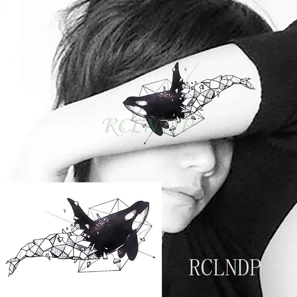 Waterproof Temporary Tattoo sticker whale small fake tatto stickers flash tatoo hand foot tattoos for girl men women kids
