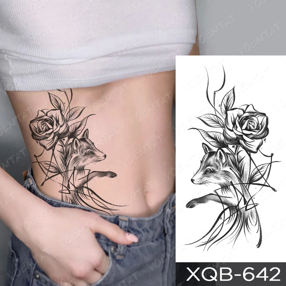 Waterproof Temporary Tattoo Sticker Butterfly Flower Totem Flash Tatto Y2k Style Body Art Arm Leg Waist Fake Tatoo Men Women