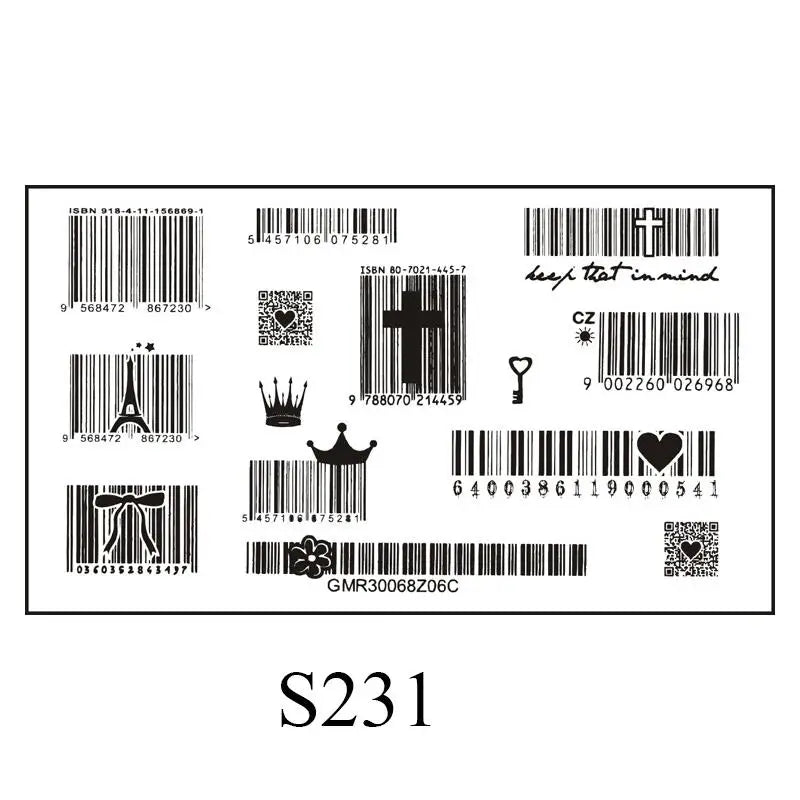 Waterproof Love Barcode Pattern Temporary Tattoos For Women Men Hand Arm Body Disposable Tattoo Individuality Barcode Body Art