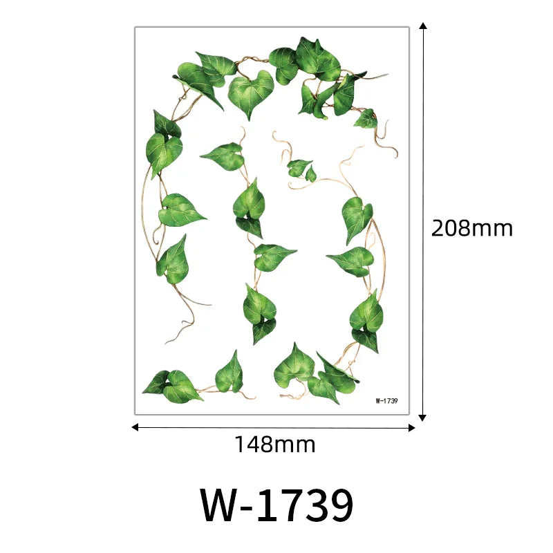 1 Sheet Flower Leaf Temporary Tattoos for Women Floral Hand Tattoo Body Art Fake Tattoo Waterproof