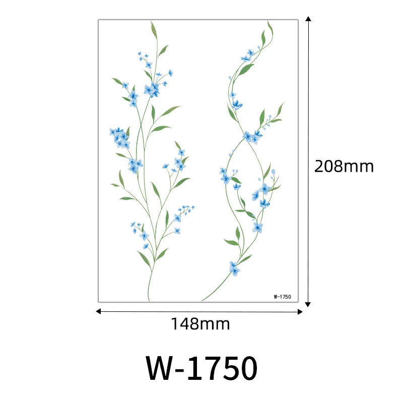 1 Sheet Flower Leaf Temporary Tattoos for Women Floral Hand Tattoo Body Art Fake Tattoo Waterproof