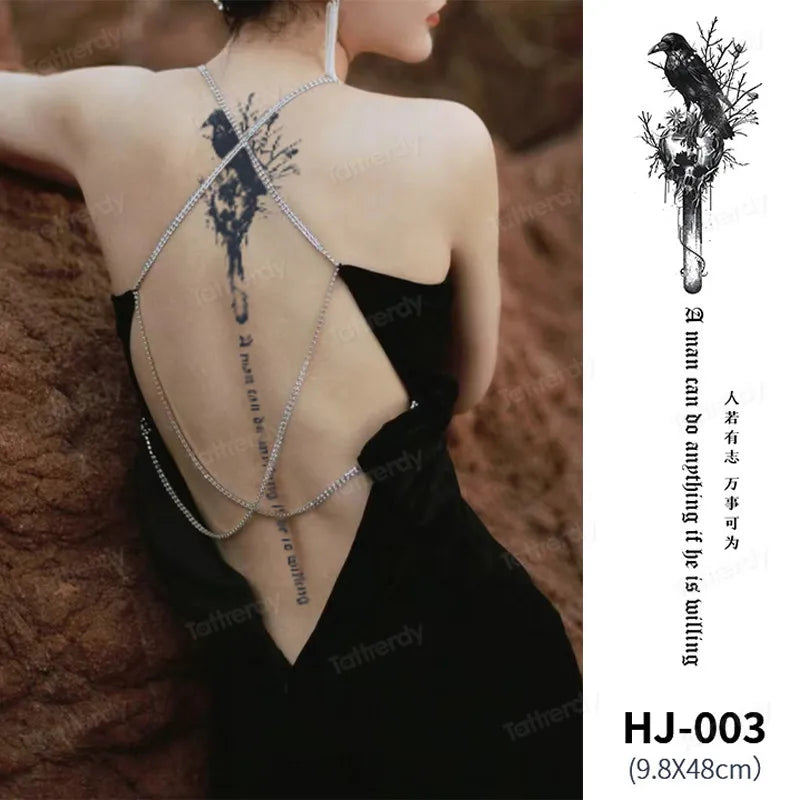 Butterfly Text Rose Flower Temporary Tattoo Stickers Long Lasting 2 Weeks Herbal Juice Ink Body Art Back Leg Chest Tattoo Women