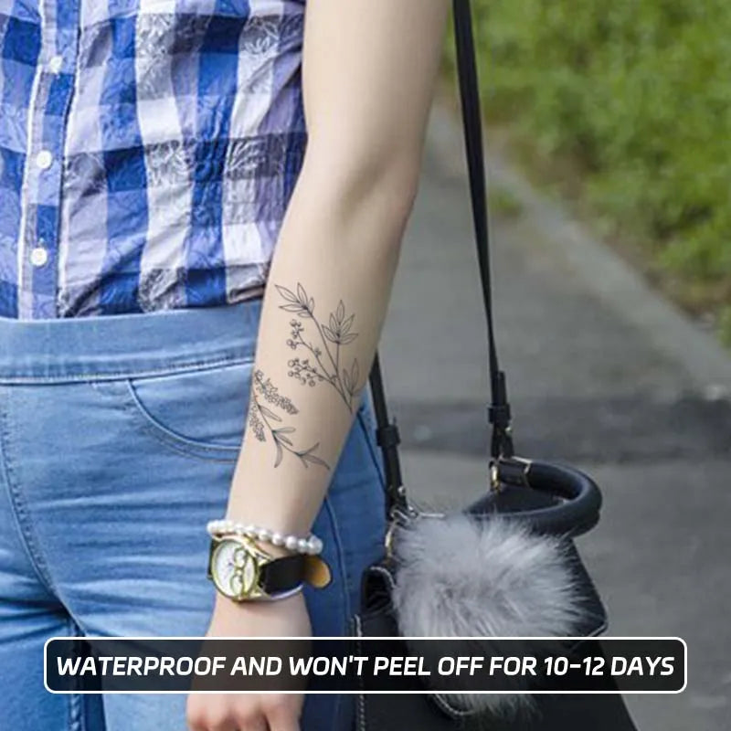 Flower Tassel Armband Waterproof Realistic Temporary Tattoo Sticker, Lasting 1-2 Weeks, Semi-Permanent Fake Tattoo