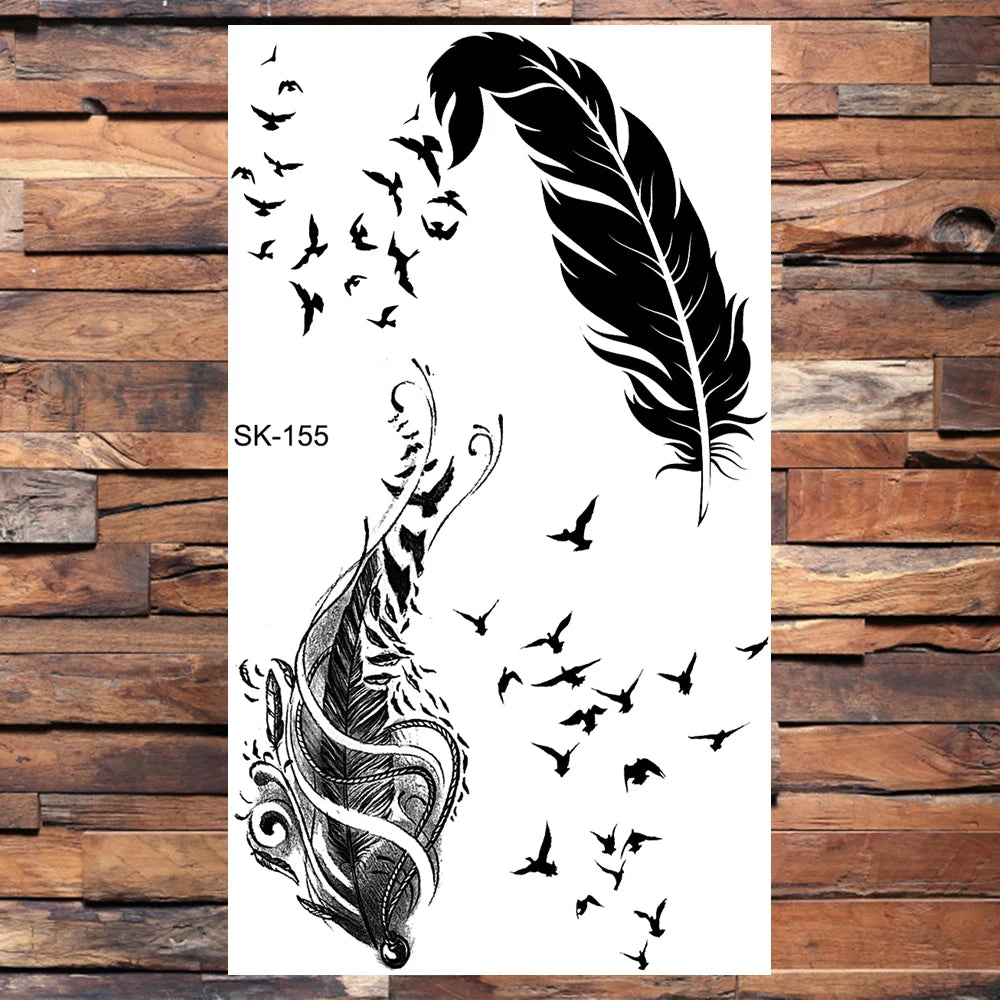 AQ-066 Women Sexy Finger Wrist Flash Fake Tattoo Liberty Small swallow Birds Flying Design Waterproof Temporary Tattoos Stickers