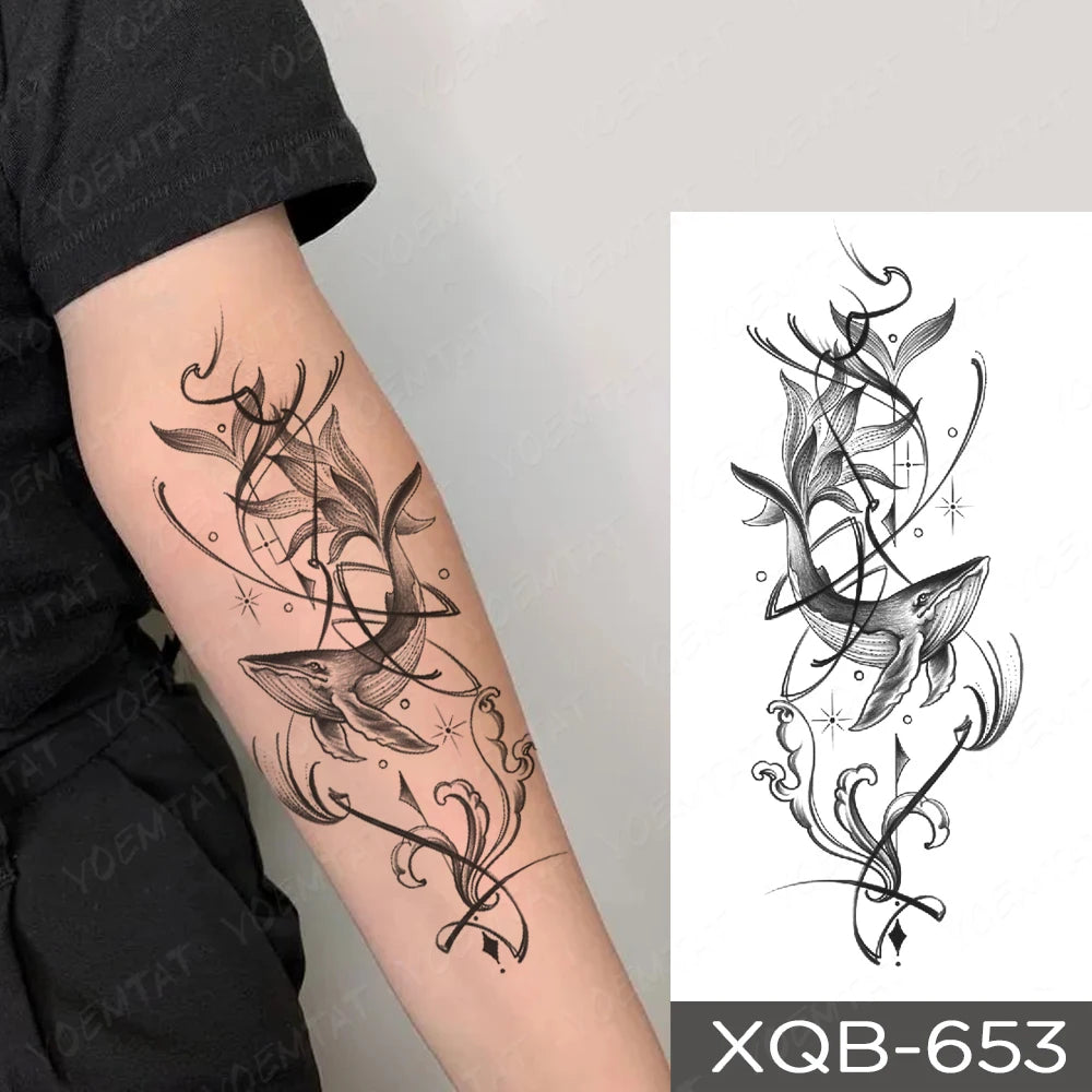 Waterproof Temporary Tattoo Sticker Butterfly Flower Totem Flash Tatto Y2k Style Body Art Arm Leg Waist Fake Tatoo Men Women