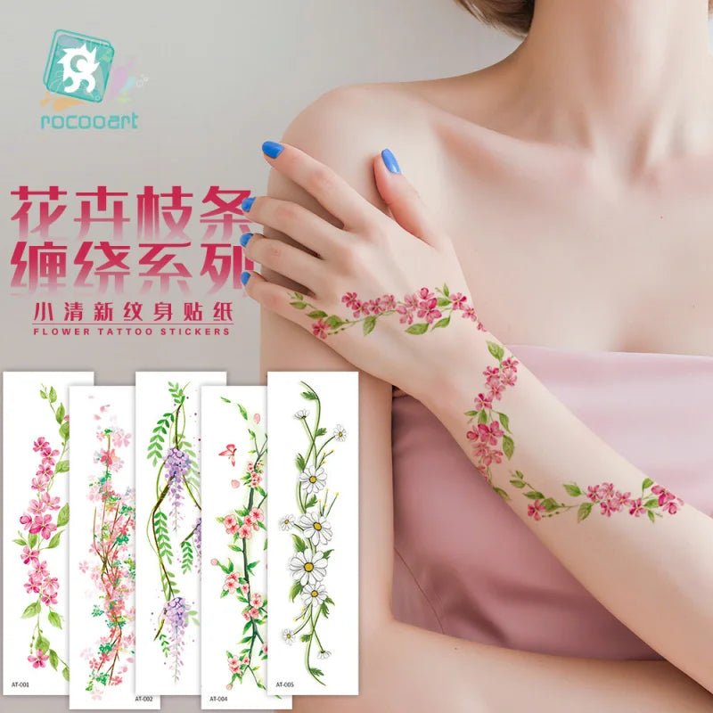 Waterproof Temporary Tattoo Sticker flower Wristband Wrist ankle should Tatto Flash Tatoo Fake Arm Hand Body Tatouage for Women