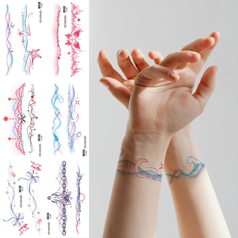 6Sheets  Latest Realistic Colorful Temporary Tattoos Body Art Flower Shoulder Neck Hands Arm Temporary Tattoos for Women Girls