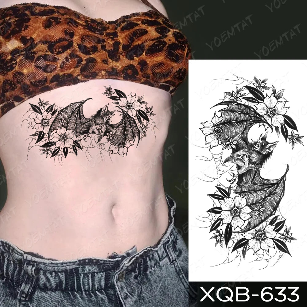 Waterproof Temporary Tattoo Sticker Butterfly Flower Totem Flash Tatto Y2k Style Body Art Arm Leg Waist Fake Tatoo Men Women