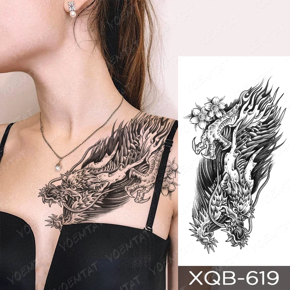 Waterproof Temporary Tattoo Sticker Butterfly Flower Totem Flash Tatto Y2k Style Body Art Arm Leg Waist Fake Tatoo Men Women