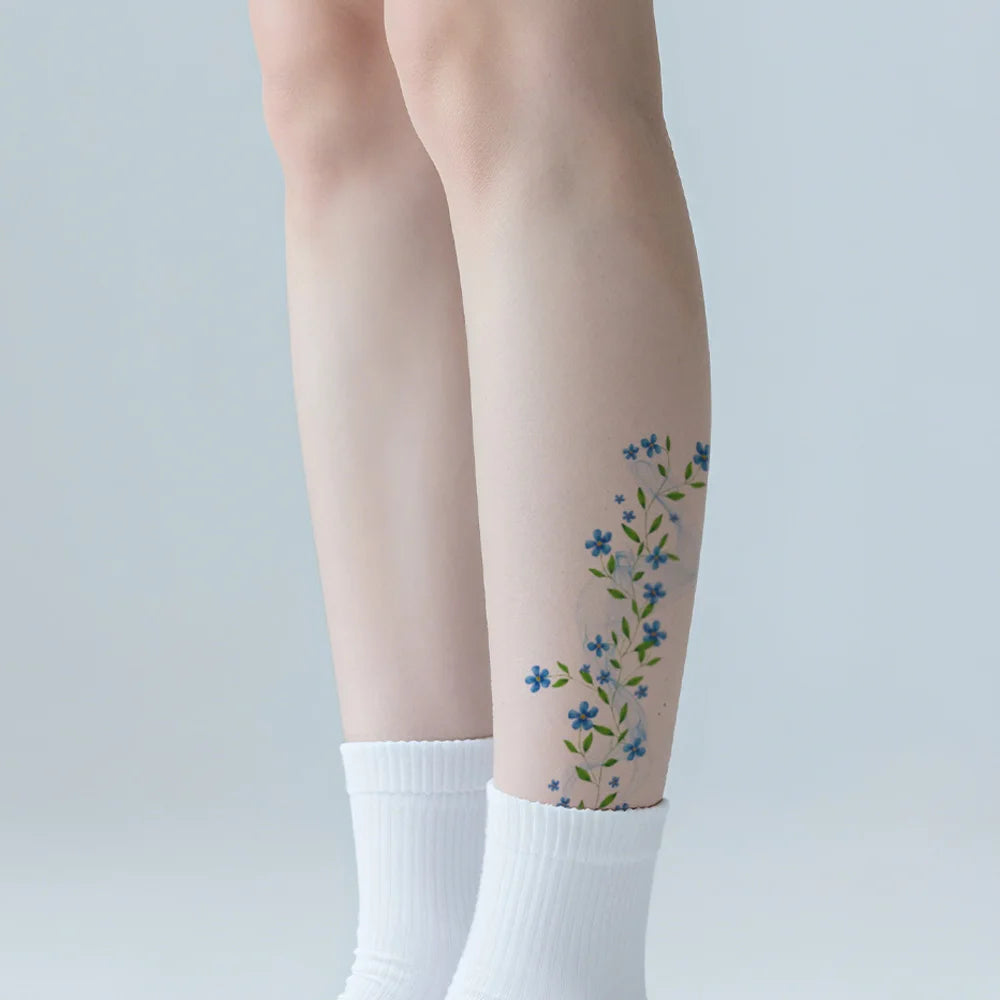 6 Sheets Flowers Temporary Tattoos Purple Lavender Clavicle Chest Tattoo Stickers For Women Body Wrist Waterproof Fake Tattoo