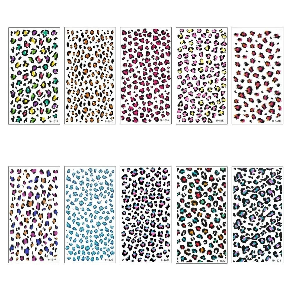 10pcs Water Transfer Leopard Print Tattoo Stickers Instant Fake Temporary Tattoo Waterproof Easy To Use Body Art Sticker Cosplay