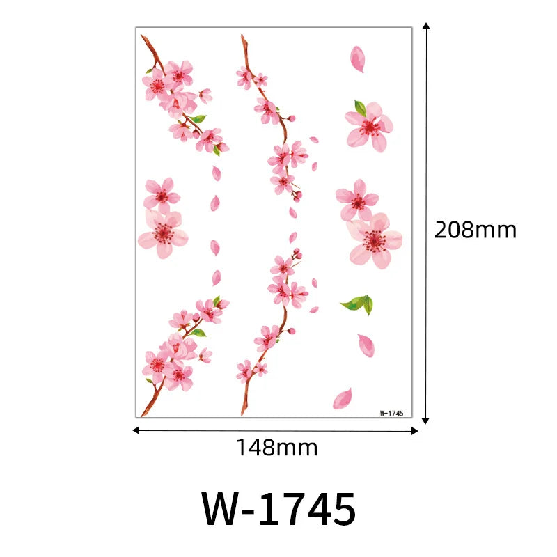 1 Sheet Flower Leaf Temporary Tattoos for Women Floral Hand Tattoo Body Art Fake Tattoo Waterproof