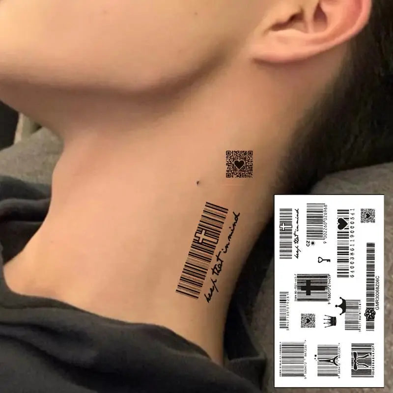 Waterproof Love Barcode Pattern Temporary Tattoos For Women Men Hand Arm Body Disposable Tattoo Individuality Barcode Body Art
