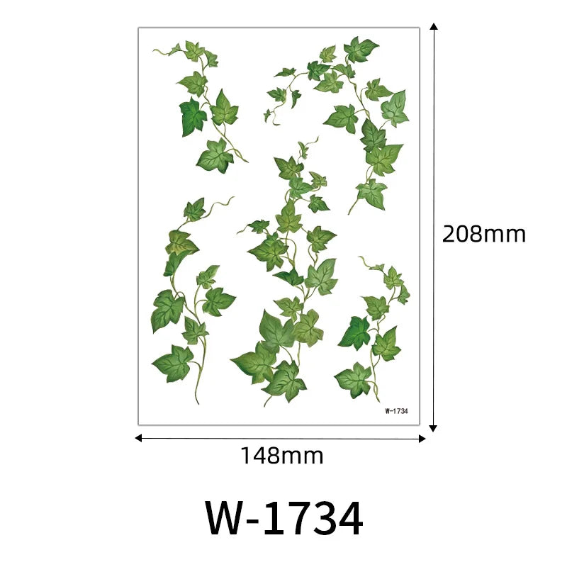 1 Sheet Flower Leaf Temporary Tattoos for Women Floral Hand Tattoo Body Art Fake Tattoo Waterproof
