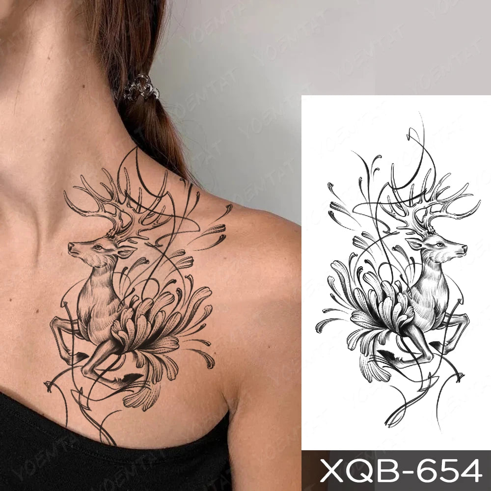 Waterproof Temporary Tattoo Sticker Butterfly Flower Totem Flash Tatto Y2k Style Body Art Arm Leg Waist Fake Tatoo Men Women