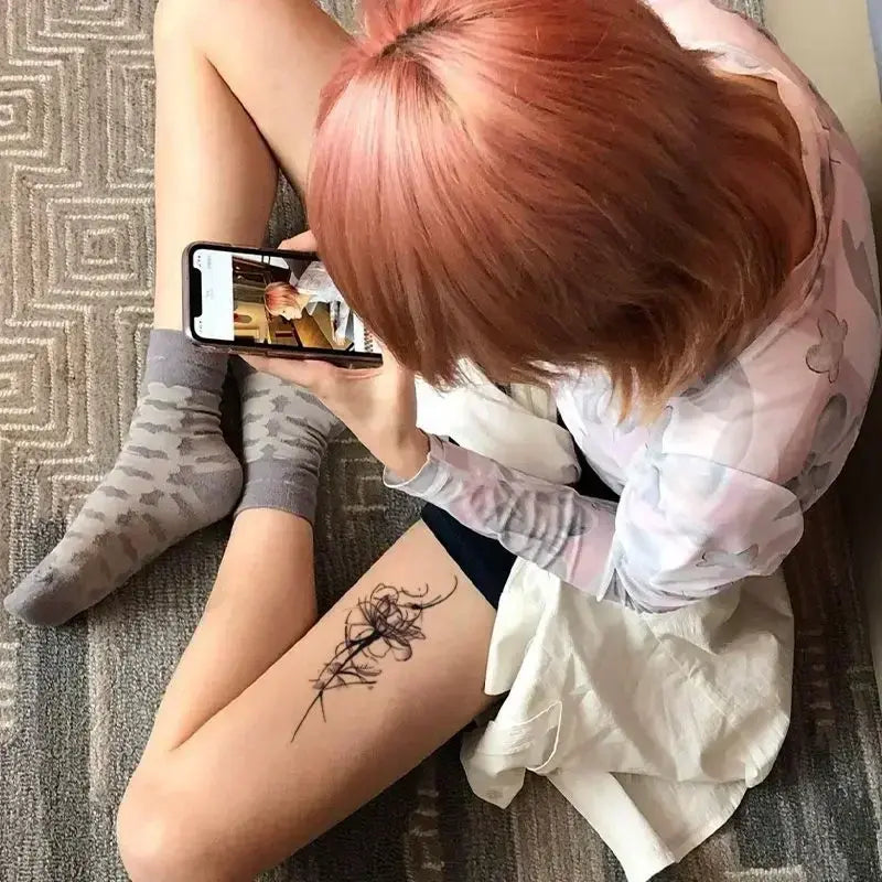 Herbal Juice Rose Temporary Tattoos for Women Arm Sexy Flower Tattoo Stickers Art Lasting Cover Scars Waterproof Fake Tattoo