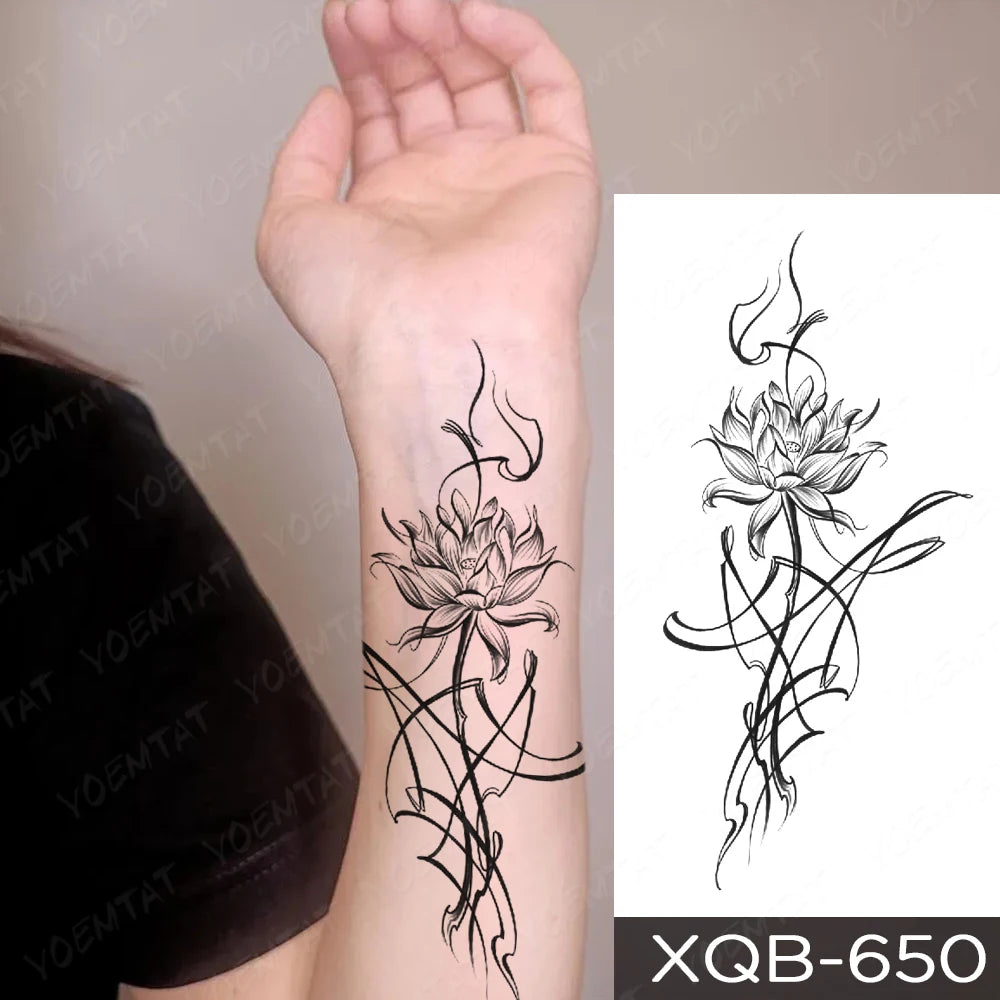 Waterproof Temporary Tattoo Sticker Butterfly Flower Totem Flash Tatto Y2k Style Body Art Arm Leg Waist Fake Tatoo Men Women