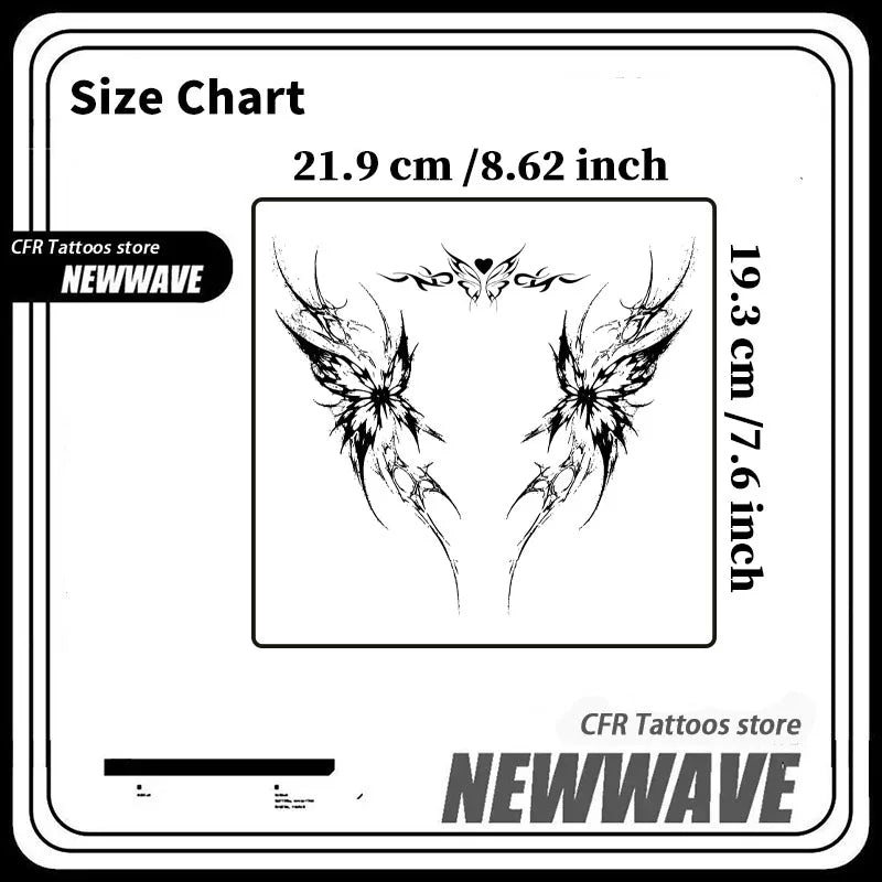 Y2K Gothic Butterfly Herbal Juice Tattoo Sticker Waterproof Semi Permanent Temporary Tattoos For Women Waist Abdomen Body Art
