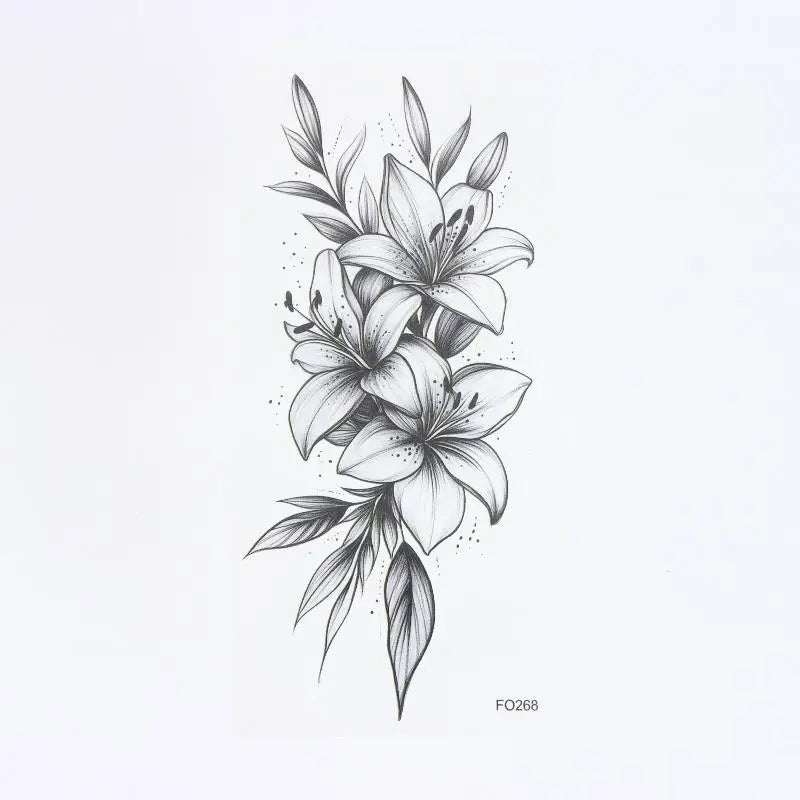 New 1 Sheet Flower Temporary Tattoo,Lasts To 15 Days Waterproof Semi Permanent Sticker,For Women's Holiday Parties