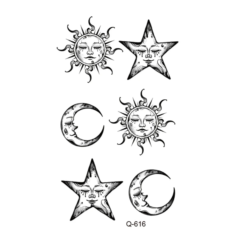 Small Animal Wolf Lion Scorpion Men Waterproof Temporary Tattoo Sticker Wing Sword Helmet Body Art Wrist Neck Fake Mini Tatoo