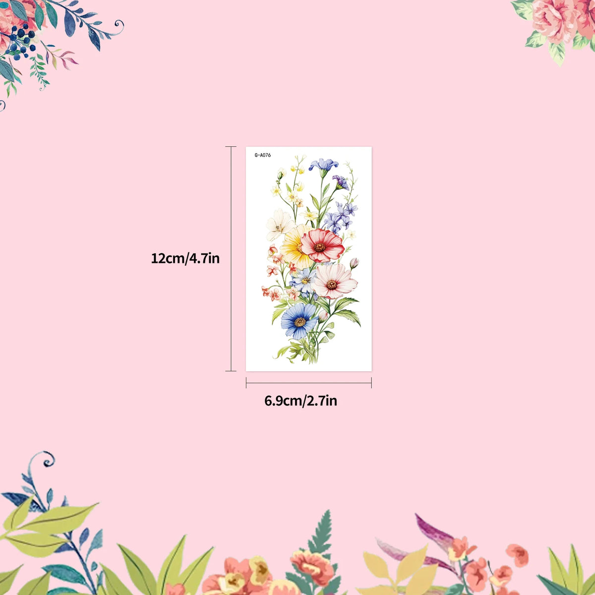 18pcs Watercolor Floral Temporary Tattoos for Women – Realistic Lavender, Rose, Daisy & Wildflower Body Art Stickers, Waterproof