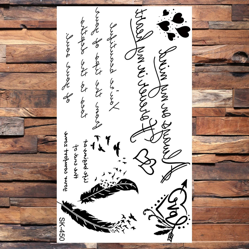 AQ-066 Women Sexy Finger Wrist Flash Fake Tattoo Liberty Small swallow Birds Flying Design Waterproof Temporary Tattoos Stickers