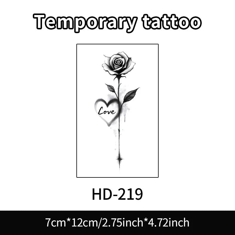 Rose Herbal Temporary Tattoo Stickers, Long-lasting Waterproof for One to Two Weeks, Fake Tattoo for Women, Arm, Neck, Leg
