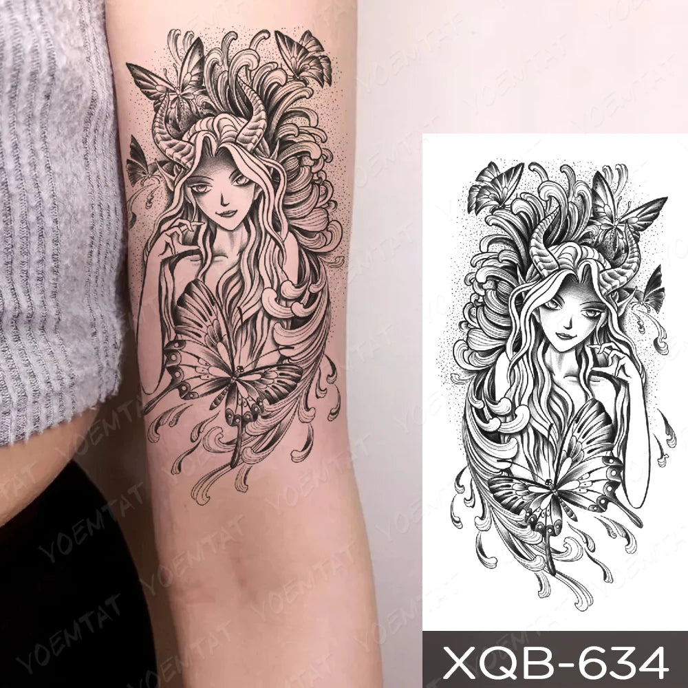 Waterproof Temporary Tattoo Sticker Butterfly Flower Totem Flash Tatto Y2k Style Body Art Arm Leg Waist Fake Tatoo Men Women