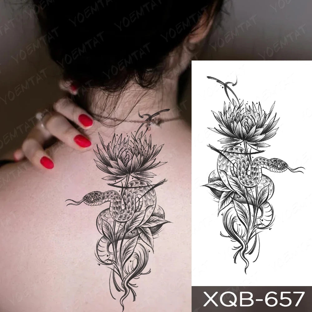 Waterproof Temporary Tattoo Sticker Butterfly Flower Totem Flash Tatto Y2k Style Body Art Arm Leg Waist Fake Tatoo Men Women