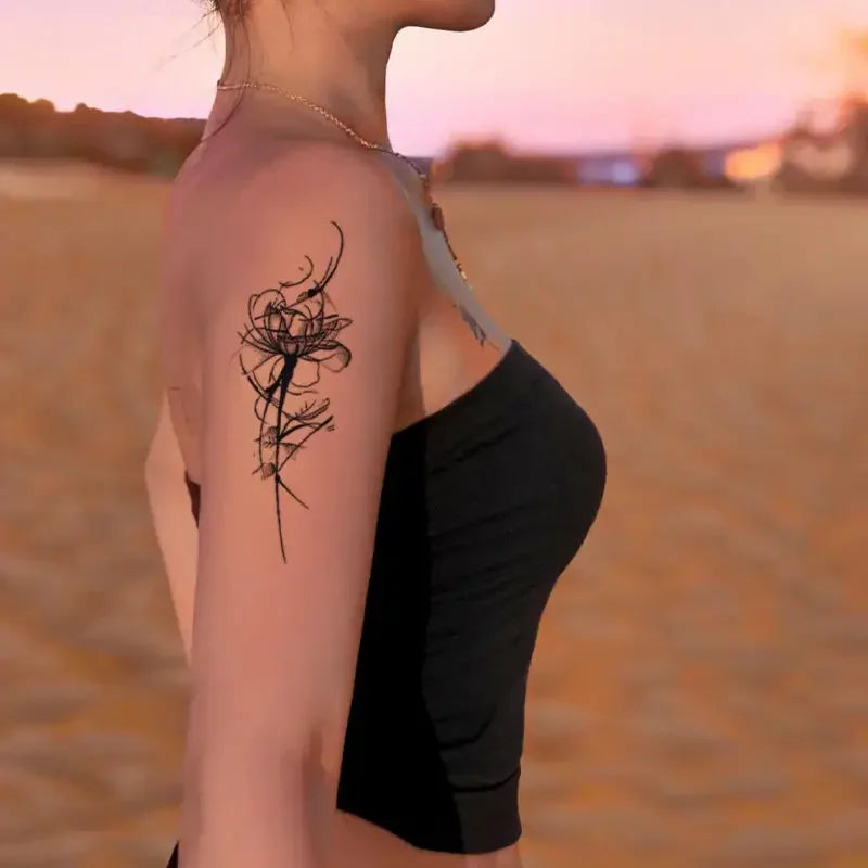 Herbal Juice Rose Temporary Tattoos for Women Arm Sexy Flower Tattoo Stickers Art Lasting Cover Scars Waterproof Fake Tattoo