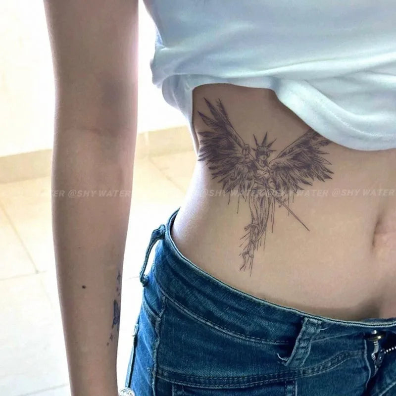 Herbal Angel Temporary Tattoos for Woman Man American Style Art Tattoo Sticker Semi Permanent Fake Tattoo Realistic Cover Scar