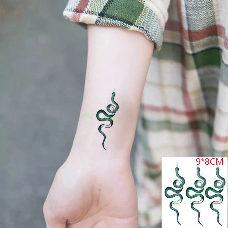 Waterproof Temporary Tattoo Sticker creative crawling black snake personality Flash Tatto Fake Tatoo For Girl Women Men
